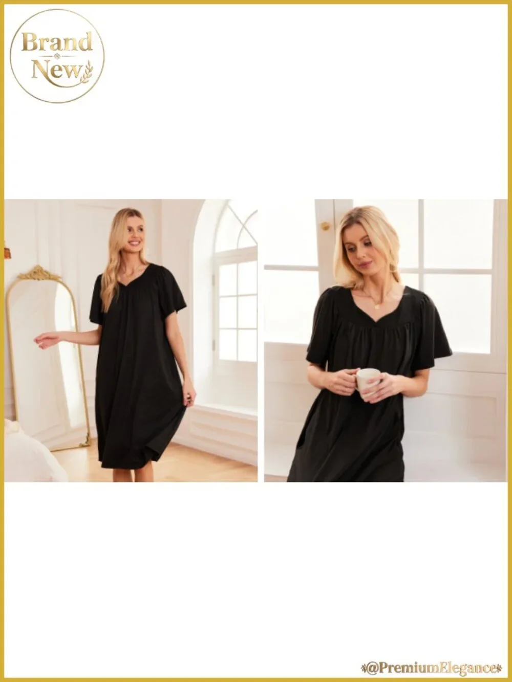 Women's House Dress with Pockets Floral V-Neck Nightgown